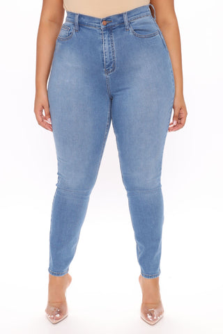 Stay Classic High Waist Skinny Jeans - Medium Blue Wash