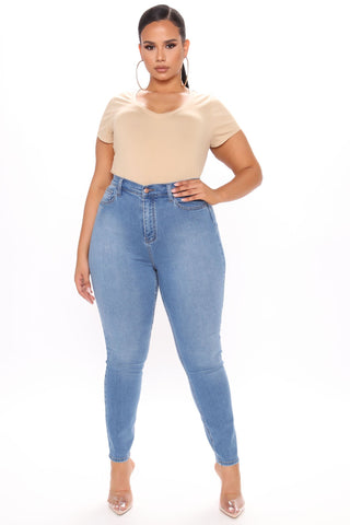 Stay Classic High Waist Skinny Jeans - Medium Blue Wash