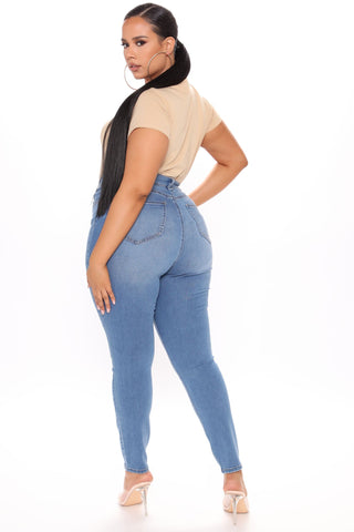 Stay Classic High Waist Skinny Jeans - Medium Blue Wash