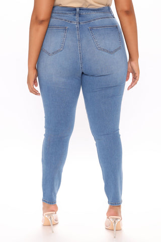 Stay Classic High Waist Skinny Jeans - Medium Blue Wash