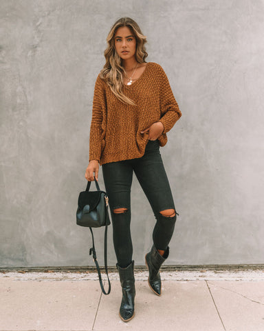 Warms My Soul Knit Sweater - Camel