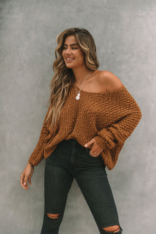 Warms My Soul Knit Sweater - Camel