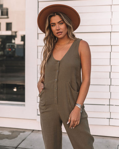 Westlynn Cotton Pocketed Jumpsuit - Olive