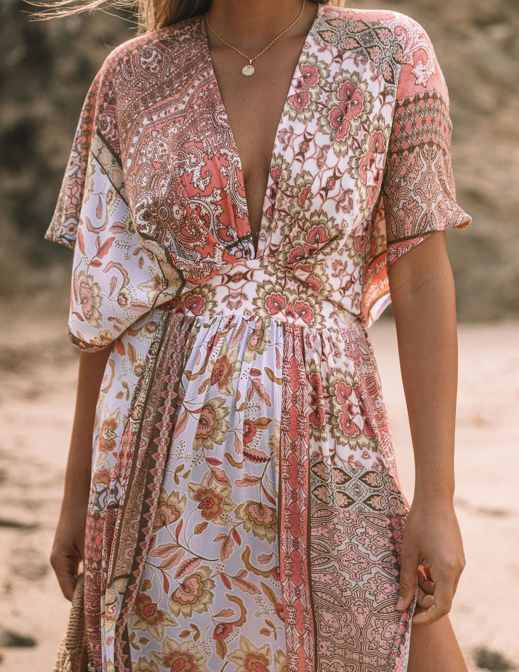 Wileen Printed Kimono Midi Dress