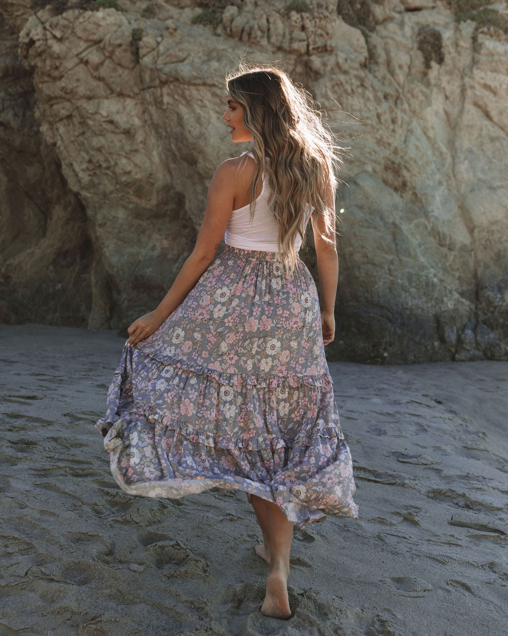 Stories We Tell Floral Tiered Maxi Skirt