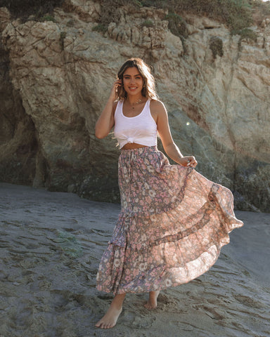 Stories We Tell Floral Tiered Maxi Skirt