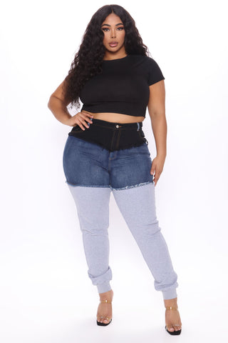 Tall Top Tier Denim Sweatpant Joggers - Blue/combo