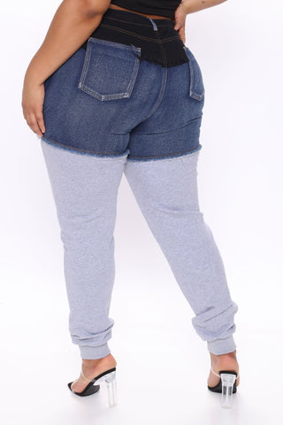 Tall Top Tier Denim Sweatpant Joggers - Blue/combo