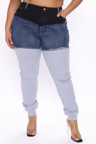 Tall Top Tier Denim Sweatpant Joggers - Blue/combo