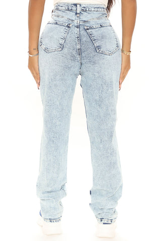 Tall Tell It To Me Straight Ripped Jeans - Light Blue Wash