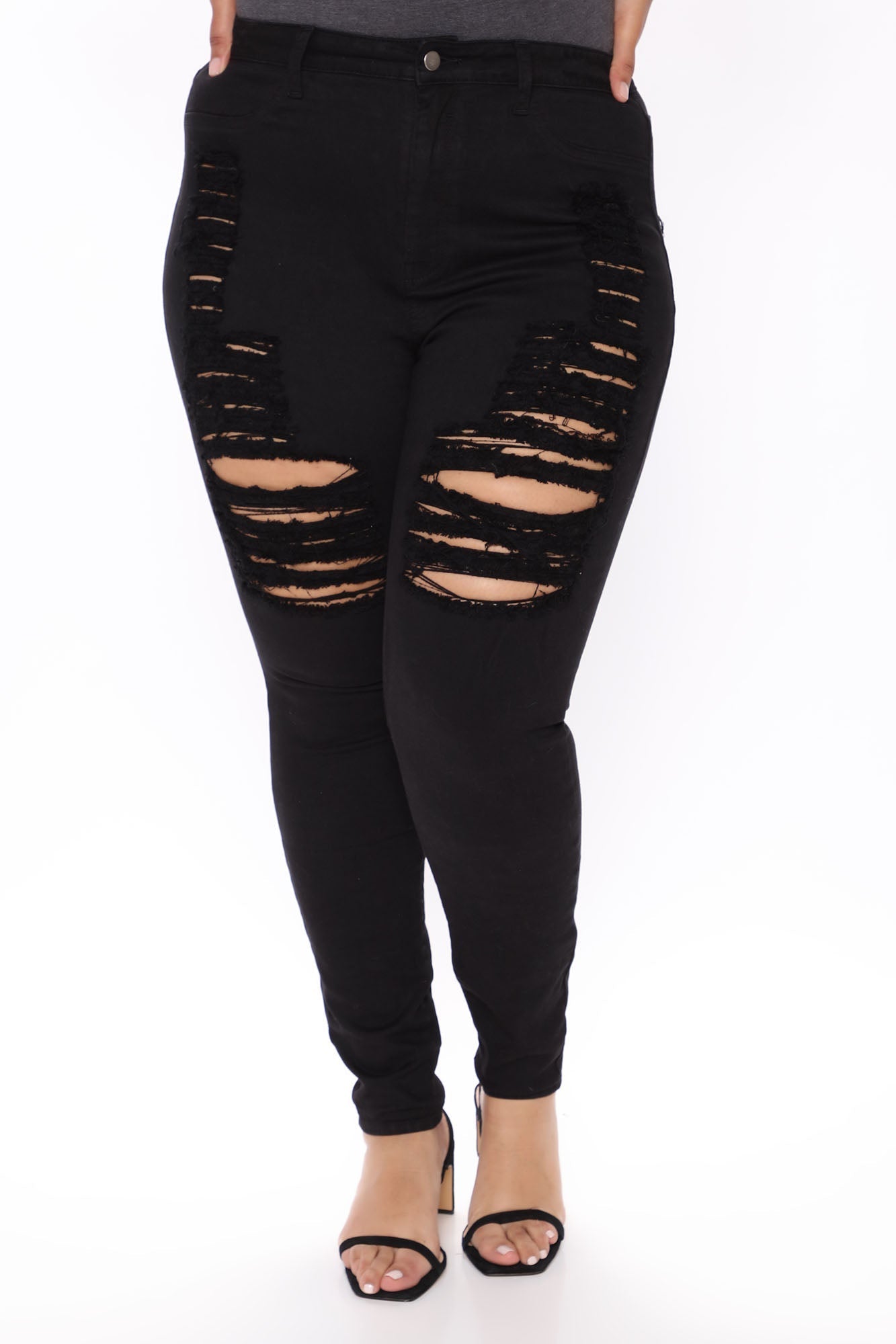 Yes Now Distressed Skinny Jeans - Black