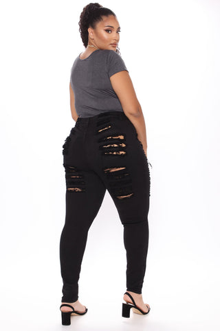 Yes Now Distressed Skinny Jeans - Black