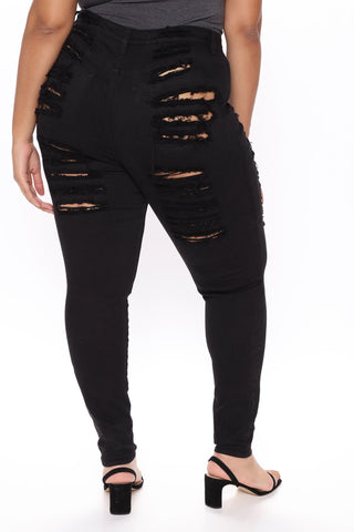 Yes Now Distressed Skinny Jeans - Black