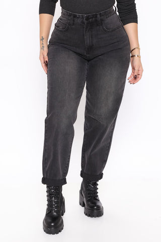 Up Up And Away Balloon Mom Jeans - Black