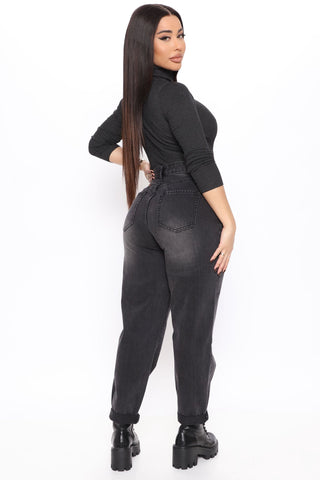 Up Up And Away Balloon Mom Jeans - Black