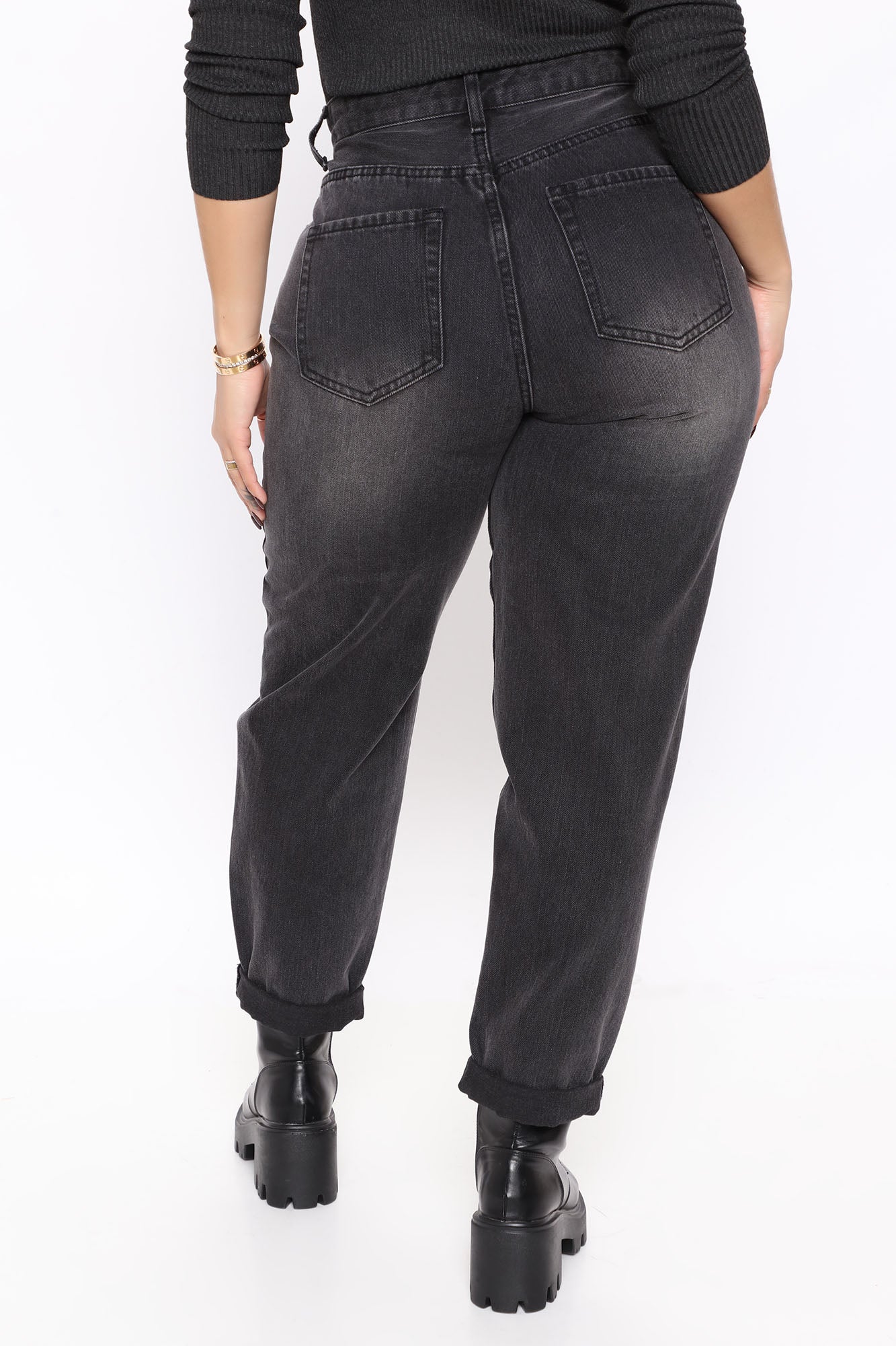 Up Up And Away Balloon Mom Jeans - Black
