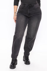 Up Up And Away Balloon Mom Jeans - Black