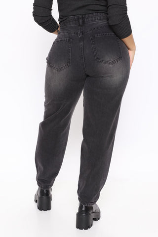 Up Up And Away Balloon Mom Jeans - Black