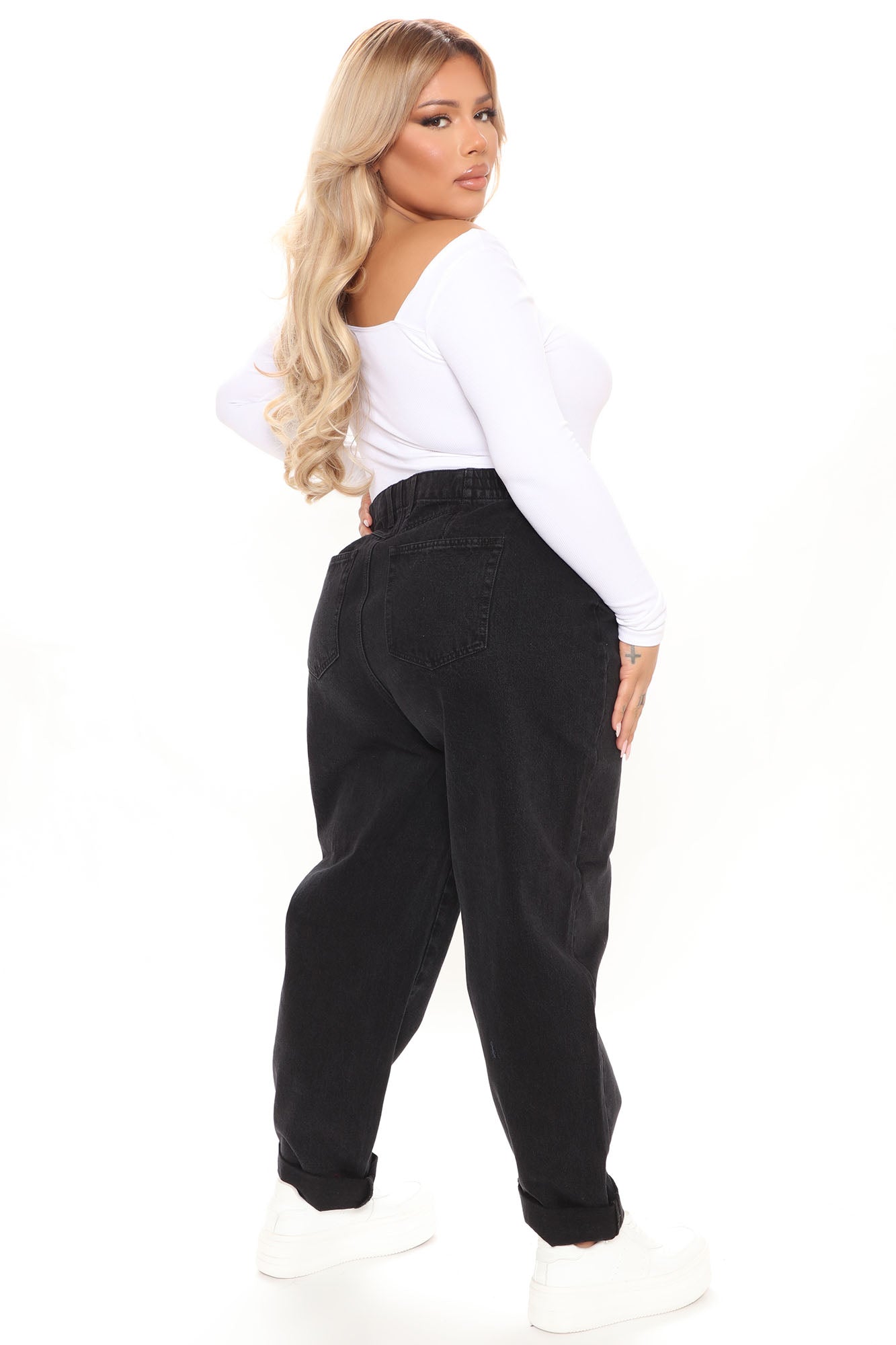 Stop Worrying Easy Waist Mom Jeans - Black