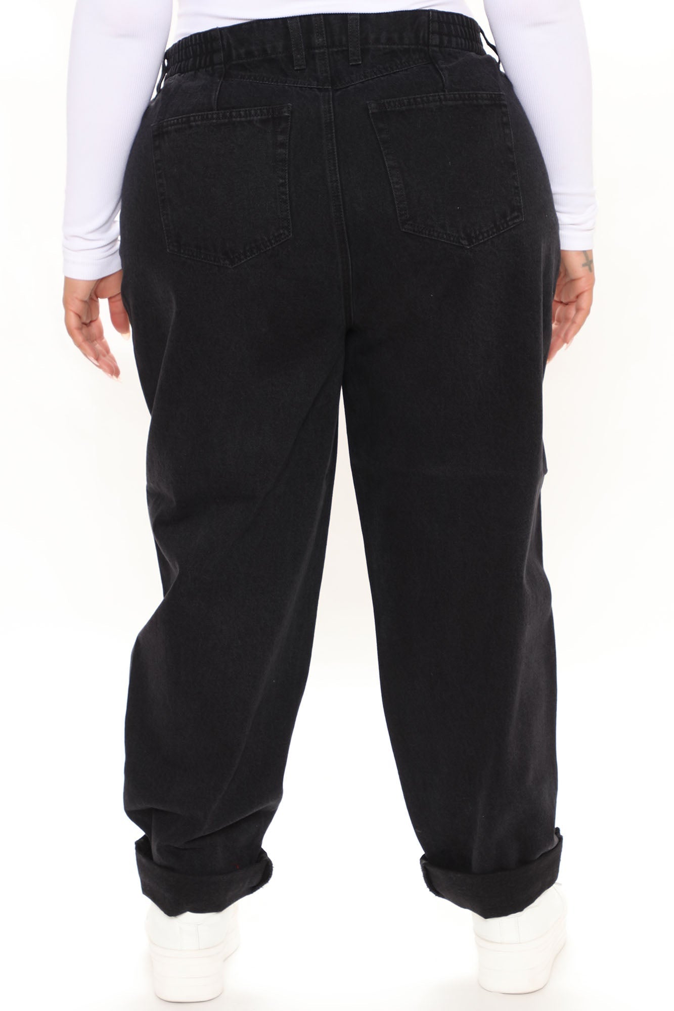 Stop Worrying Easy Waist Mom Jeans - Black