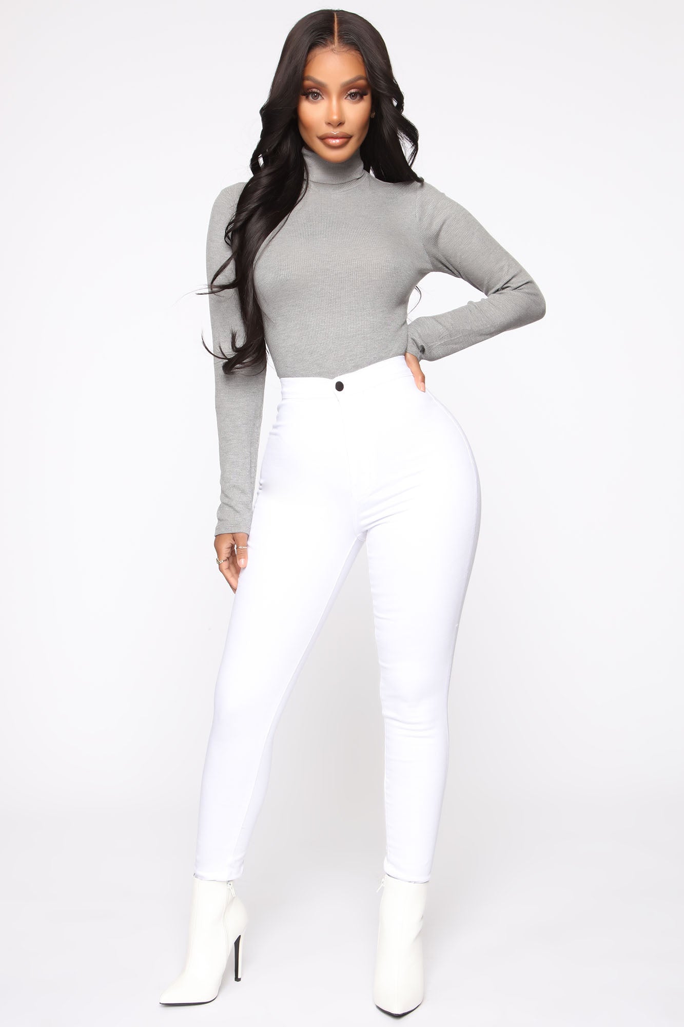 Super High Waist Denim Skinnies - White