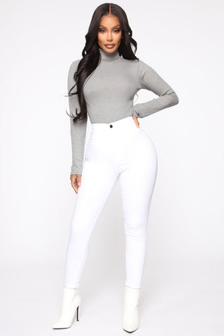 Super High Waist Denim Skinnies - White
