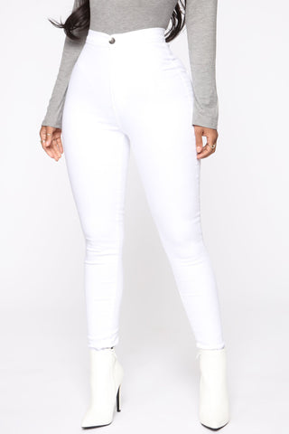 Super High Waist Denim Skinnies - White