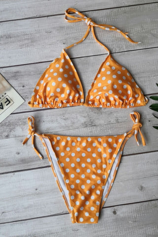 Polka Dot Print Push Up Brazilian Swimsuit