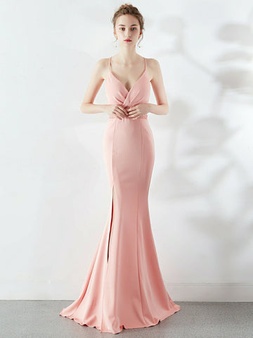 Trailing sexy slim evening dress