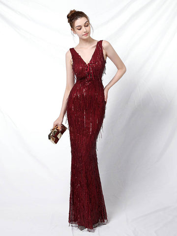 Tassel Beaded banquet elegant evening dress