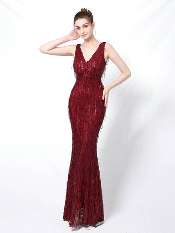 Tassel Beaded banquet elegant evening dress