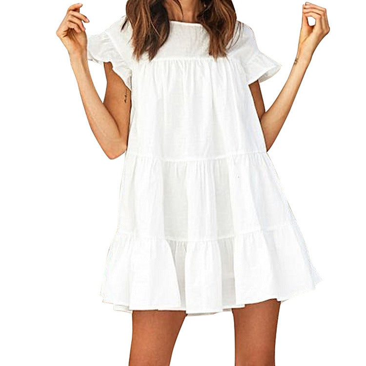 Solange Tiered Swiss Dot Lace Dress - Off White