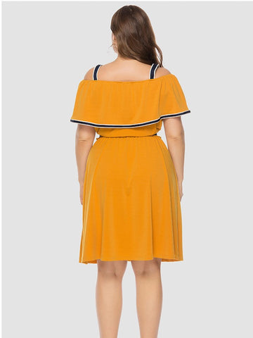 Solid Color Waist Short Sleeve Sling Dress