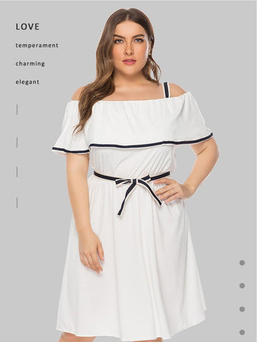 Solid Color Waist Short Sleeve Sling Dress