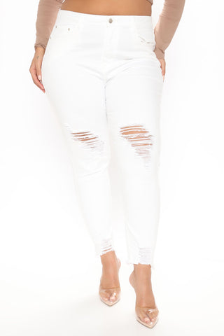 Sunny Days Ahead Distressed Skinny Jeans - White