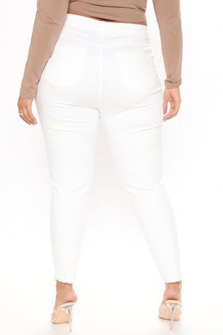 Sunny Days Ahead Distressed Skinny Jeans - White