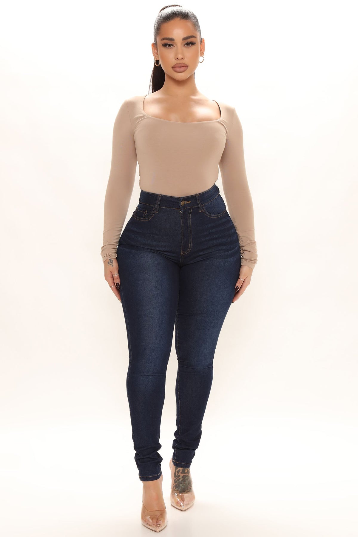 Talk Me Up High Rise Skinny Jeans - Dark Wash