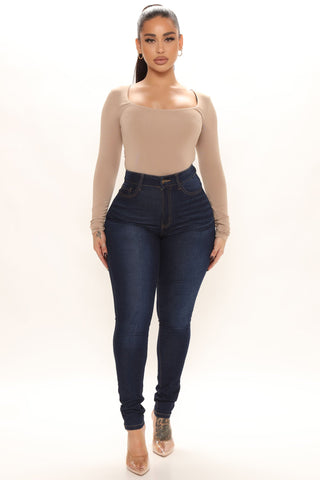Talk Me Up High Rise Skinny Jeans - Dark Wash