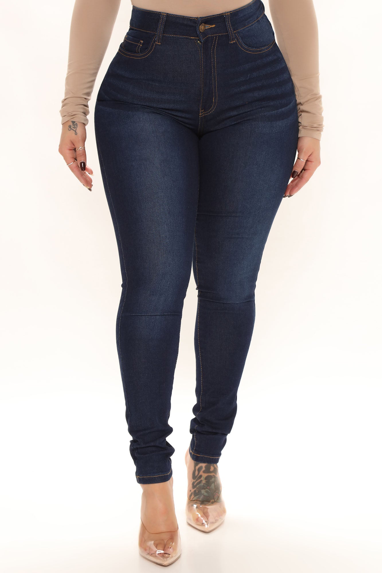 Talk Me Up High Rise Skinny Jeans - Dark Wash