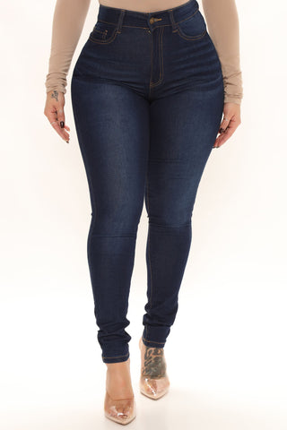 Talk Me Up High Rise Skinny Jeans - Dark Wash