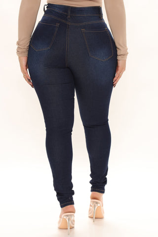 Talk Me Up High Rise Skinny Jeans - Dark Wash