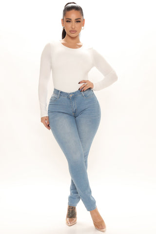 Wife Her Up Stretch Skinny Jeans - Medium Blue Wash