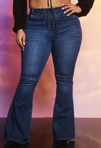 Tall Tongue Twister Super Flare Leg Jeans - Dark Wash