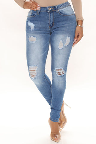 Jean skinny extensible Teenage Dreams - Délavage bleu moyen