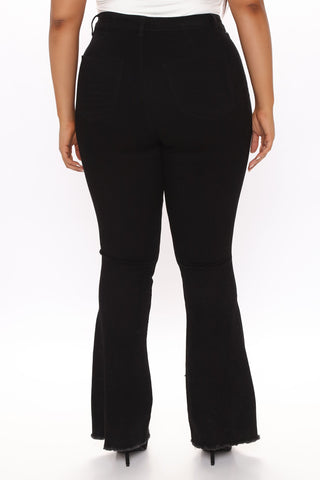 Valentina High Rise Flare Jeans - Black