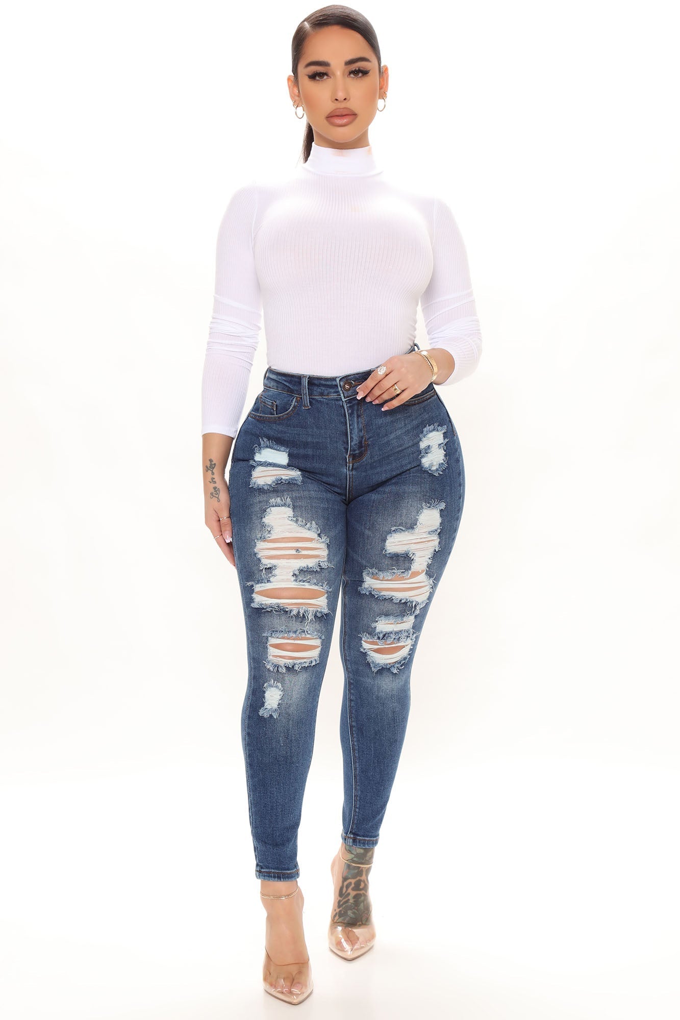 The Comeback Destructed Skinny Jeans - Dark Denim