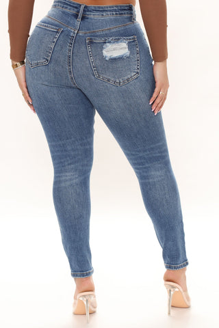 The Comeback Destructed Skinny Jeans - Medium Blue Wash