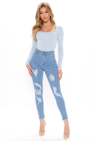 Sweet Spot Stretch Skinny Jeans - Light Blue Wash