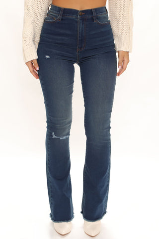 Super Compression Stretch Flare Jeans - Dark Wash