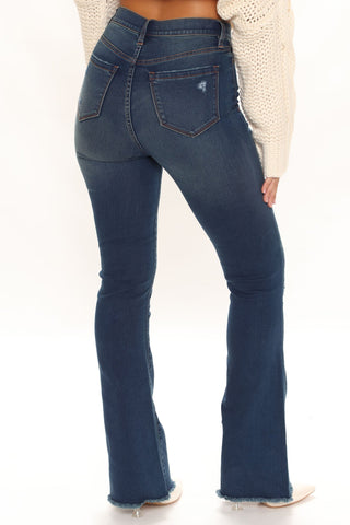Super Compression Stretch Flare Jeans - Dark Wash